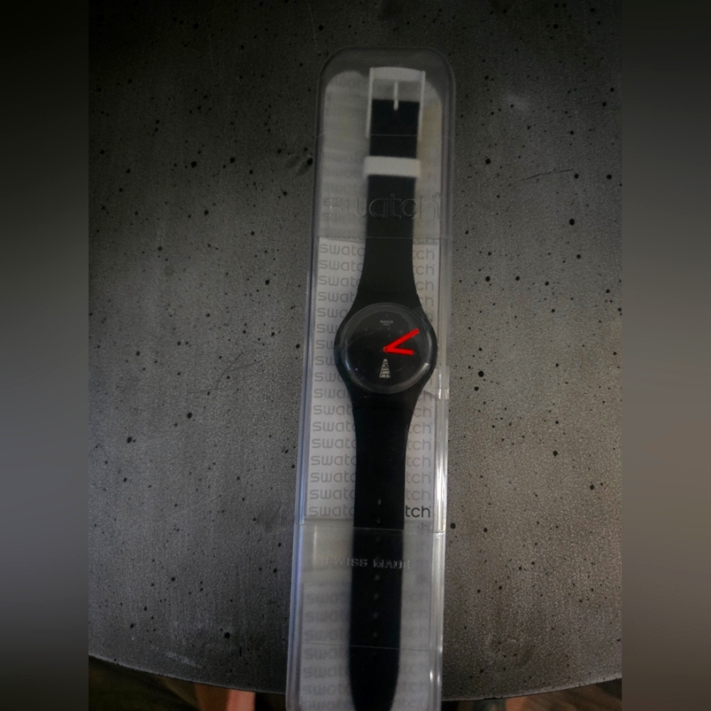 Swatch Black Smartwatch with Sleek Design and Digital Display